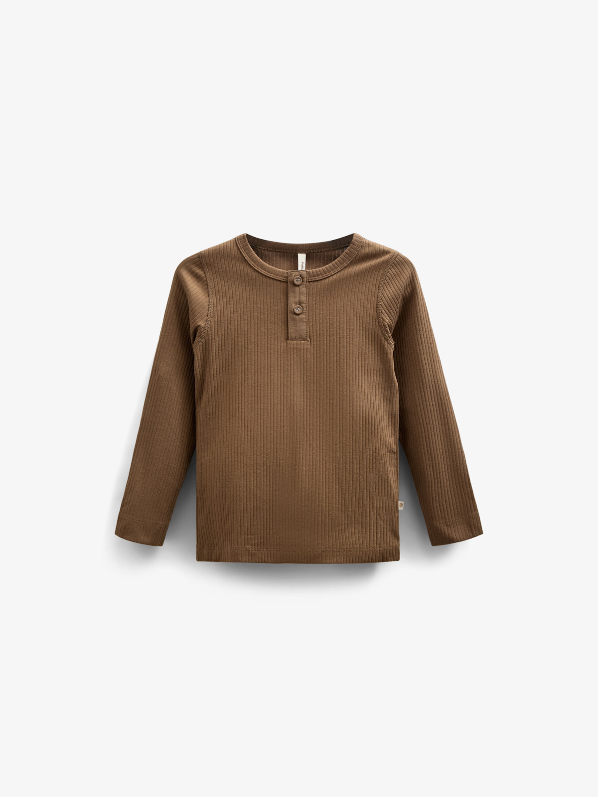 Langärmeliges T-Shirt aus Baumwollripp - Kids - Coffee | 100568 Manson