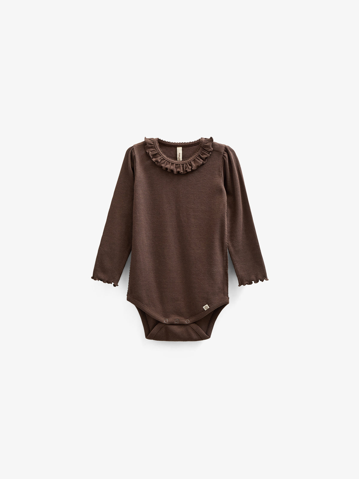 Langärmeliger Body aus Modalripp mit Picot-Rand - Kids - Chocolate | 100574 Mia