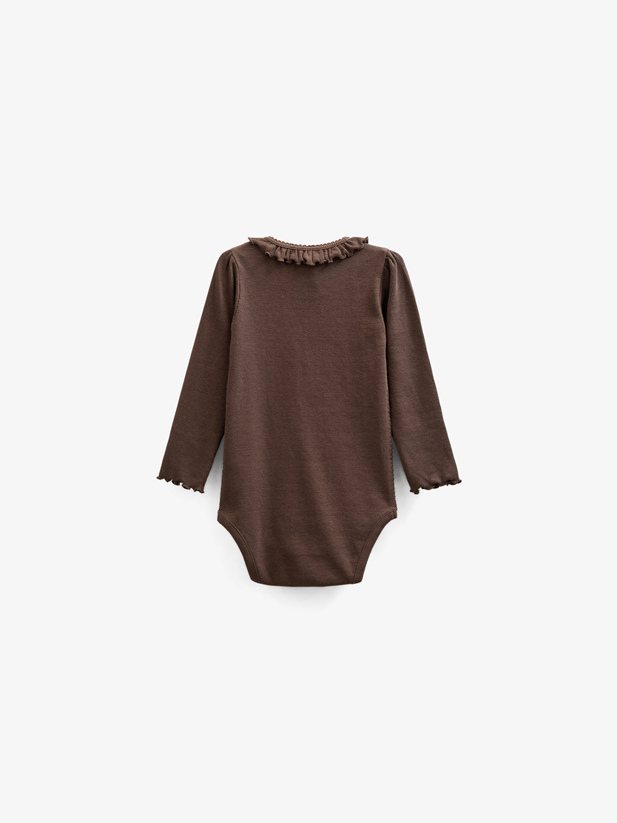 Langärmeliger Body aus Modalripp mit Picot-Rand - Kids - Chocolate | 100574 Mia