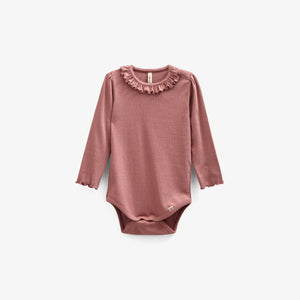 Langärmeliger Body aus Modalripp mit Picot-Rand - Kids - Old Rose | 100575 Mia
