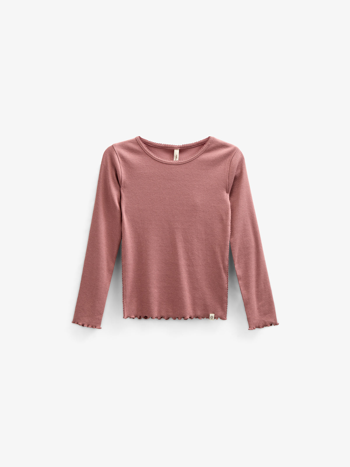 Langärmeliges T-Shirt aus Modalripp mit Picot-Rand - Tween - Old Rose | 100579 Mia