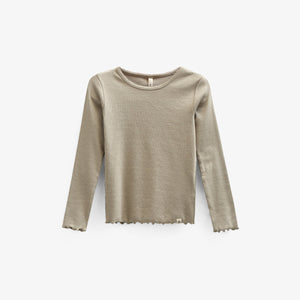 Langärmeliges T-Shirt aus Modalripp mit Picot-Rand - Kids - Dusty Green | 100582 Mia