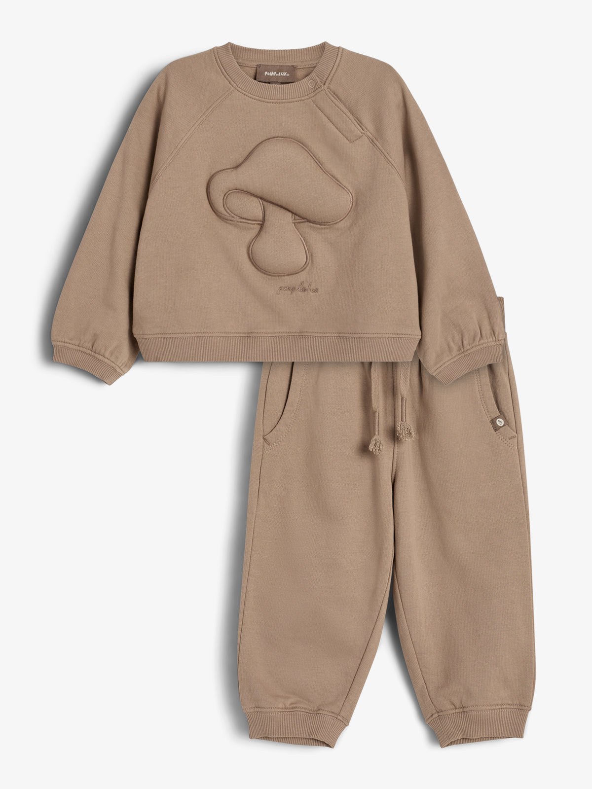 Sweat Set mit Puff Applikation - Little - Dark Beige