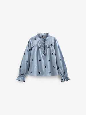 Popeline-Bluse mit Stickerei - Tween - Blue | 100676 Adison