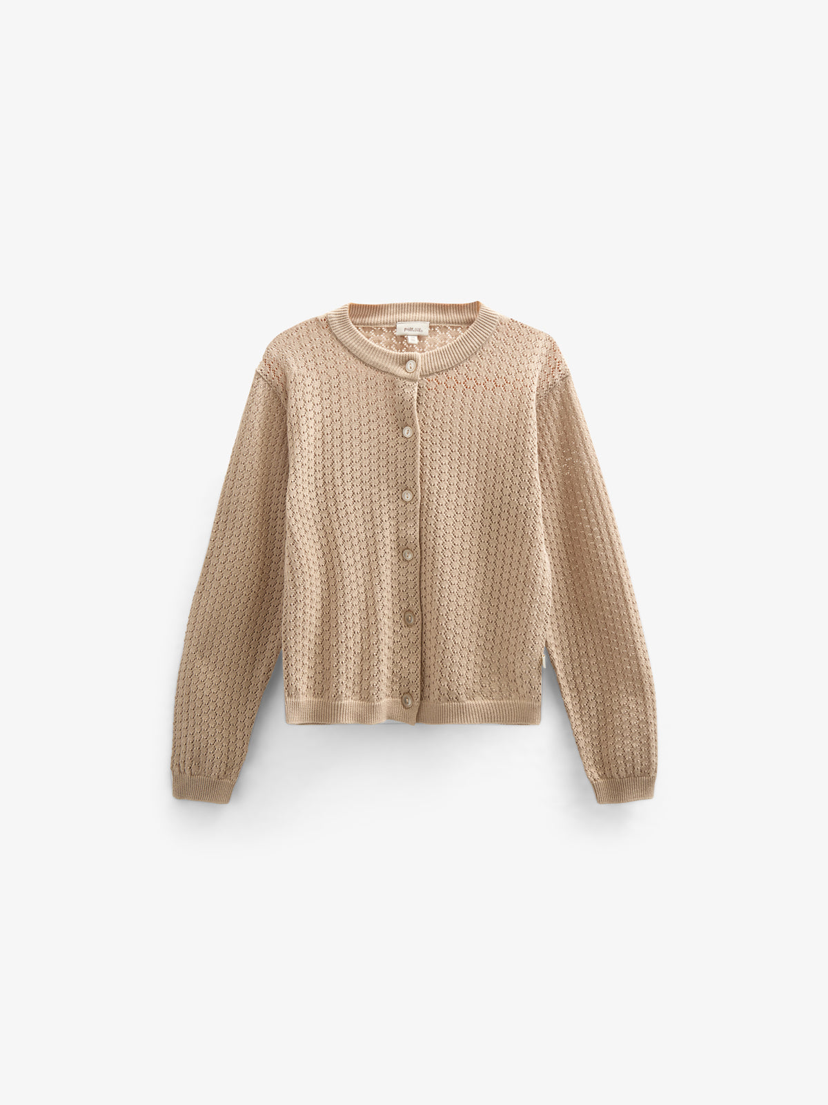 Baumwoll-Pointelle-Strickjacke - Tween - Caffe Latte | 100684 Esme