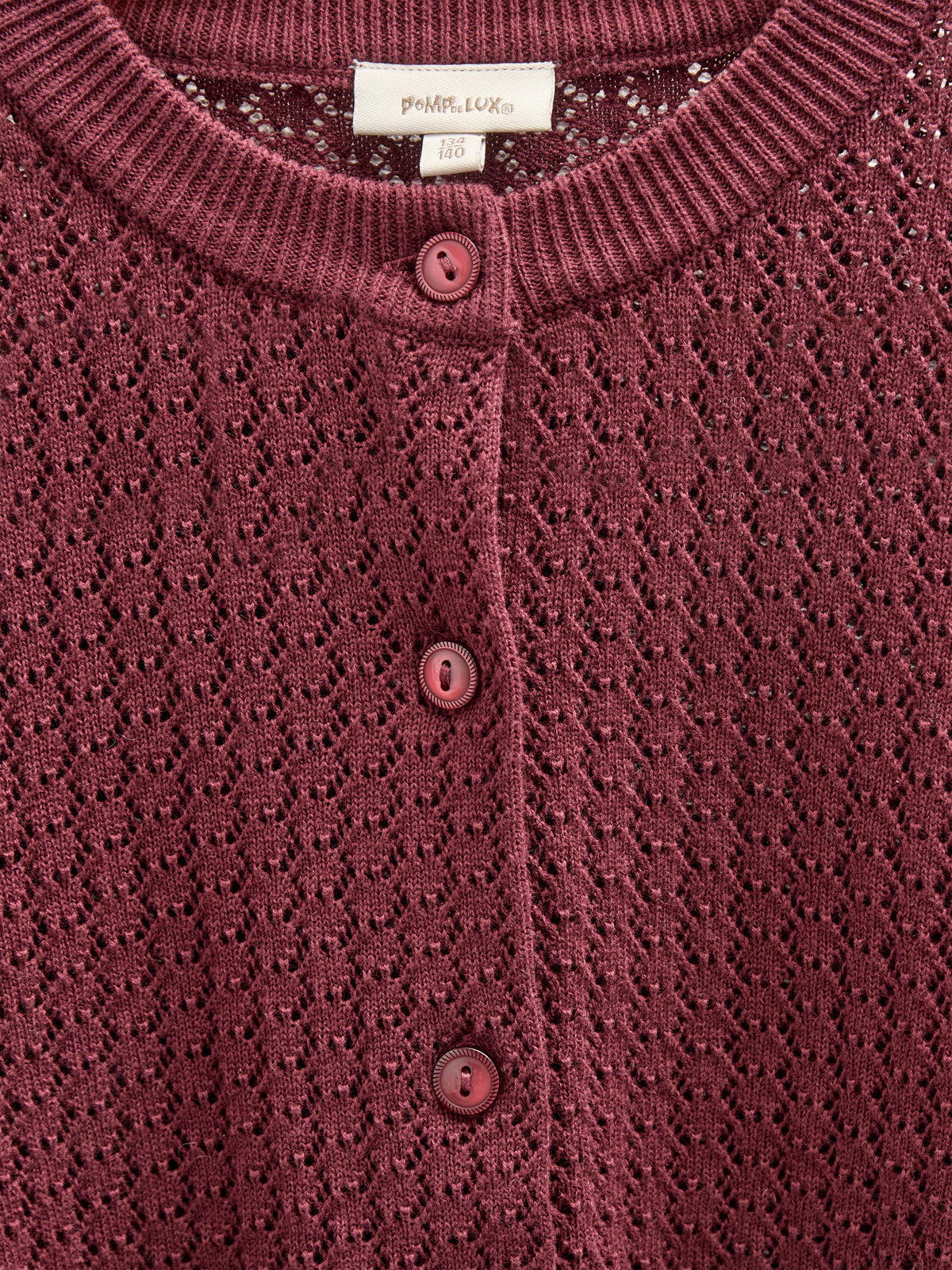 Baumwoll-Pointelle-Strickjacke - Kids - Burgundy | 100685 Esme