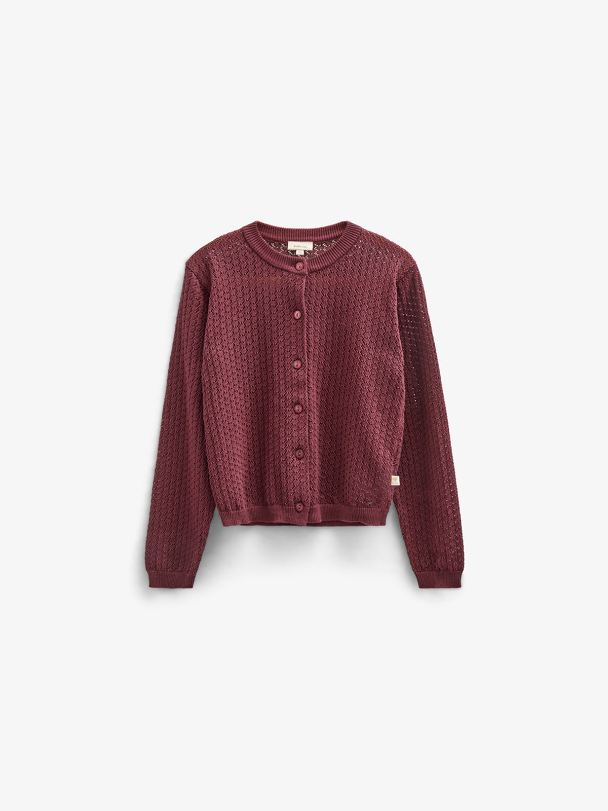 Baumwoll-Pointelle-Strickjacke - Tween - Burgundy | 100686 Esme