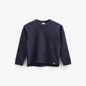 Texturiertes Langarm-T-Shirt - Kids - Navy | 100703 Malthe