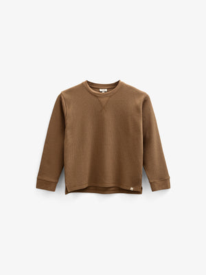 Texturiertes Langarm-T-Shirt - Kids - Coffee | 100705 Malthe