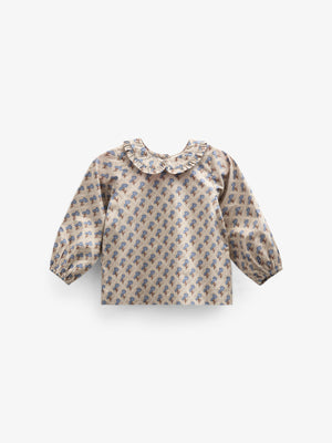 Bedruckte Popeline-Bluse aus Baumwolle mit Kragen - Kids - Caffe Latte w. Blue | 100726 Amine