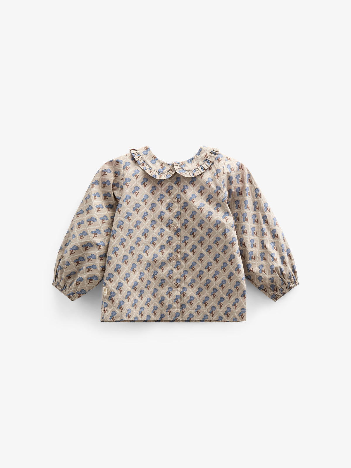 Bedruckte Popeline-Bluse aus Baumwolle mit Kragen - Kids - Caffe Latte w. Blue | 100726 Amine