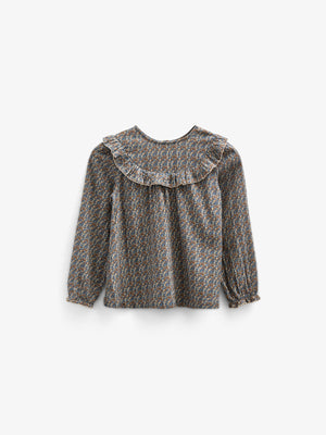 Bedruckte Zwei-Wege-Bluse aus doppelter Gaze - Tween - Blue / Brown | 100730 Maggie