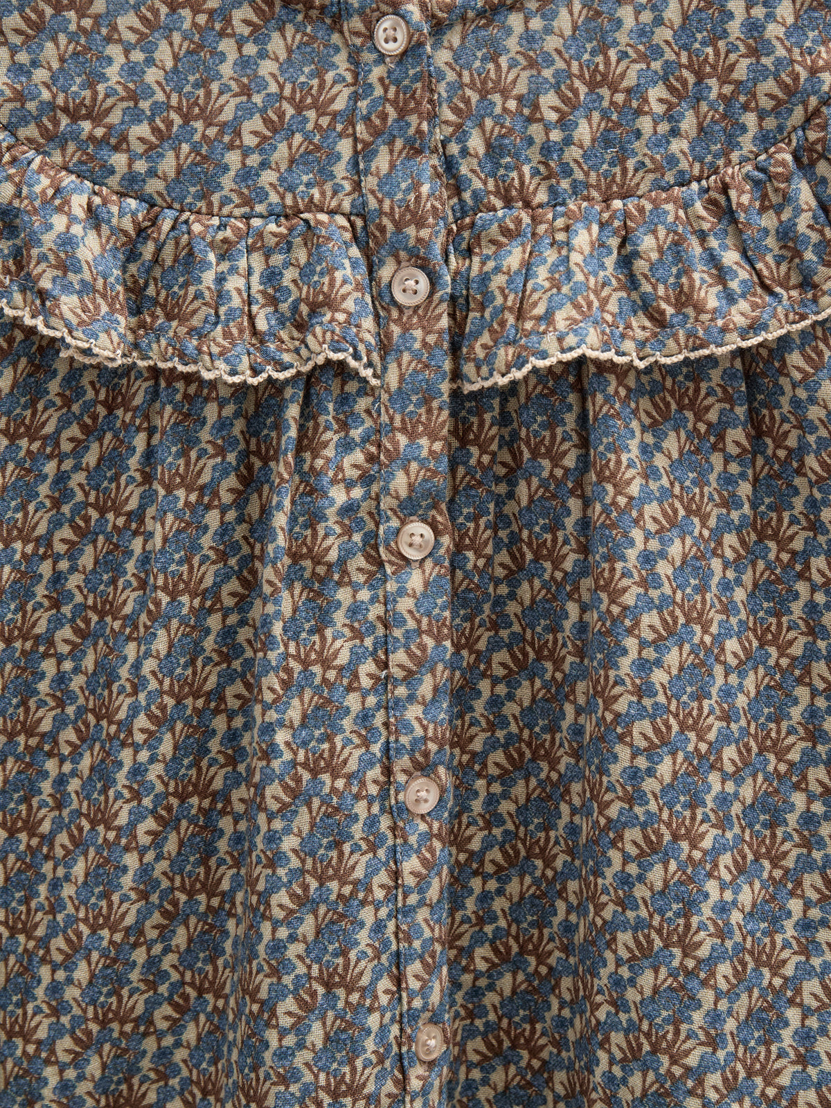 Bedruckte Zwei-Wege-Bluse aus doppelter Gaze - Tween - Blue / Brown | 100730 Maggie