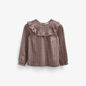 Bedruckte Zwei-Wege-Bluse aus doppelter Gaze - Tween - Rose / Green | 100732 Maggie
