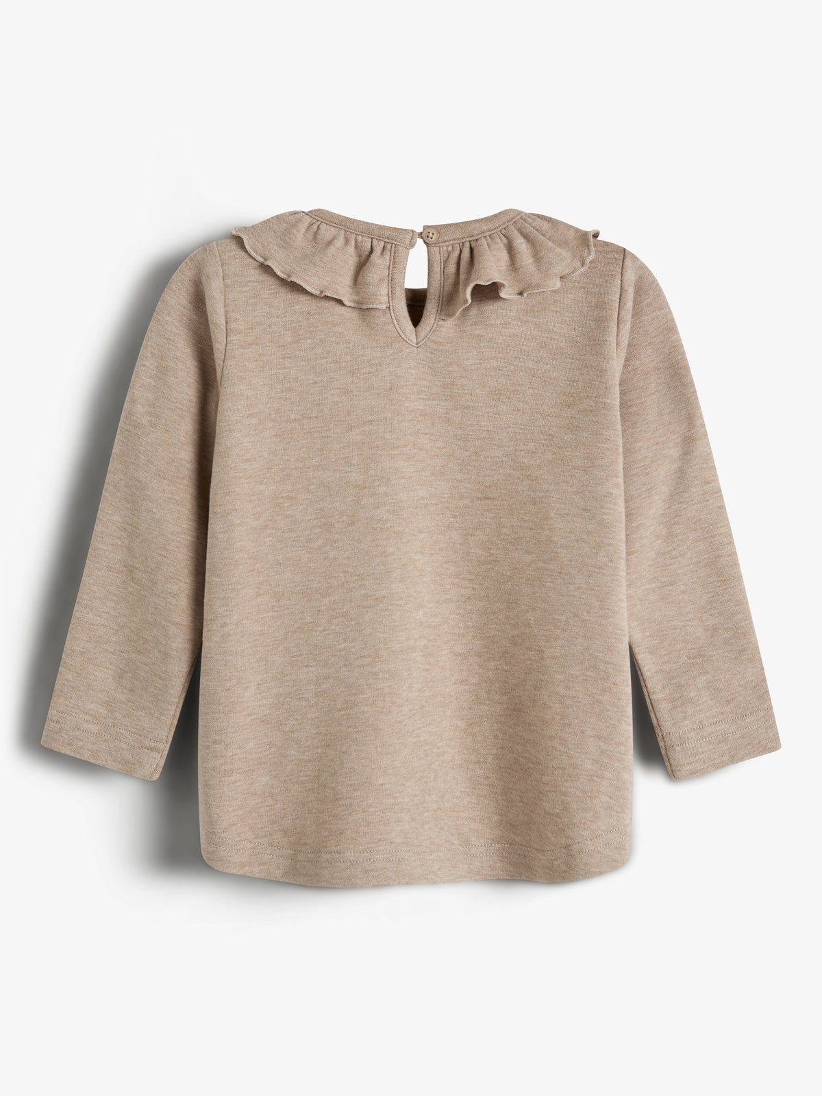 Bluse mit Pierrotkragen aus Plüsch-Jersey - Little - Beige Melange