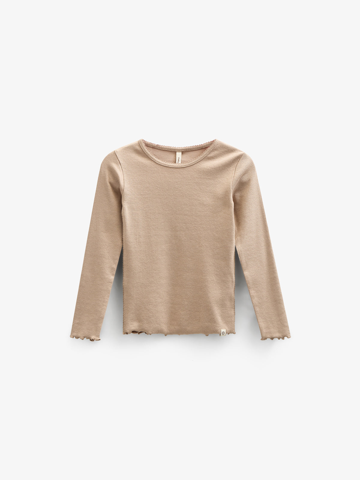 Langärmeliges T-Shirt aus Modalripp mit Picot-Rand - Tween - Caffe Latte | 100787 Mia