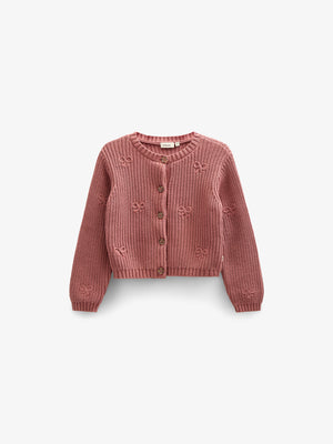 Baumwollstrickjacke mit Schleifen - Tween - Old Rose | 100793 Freya