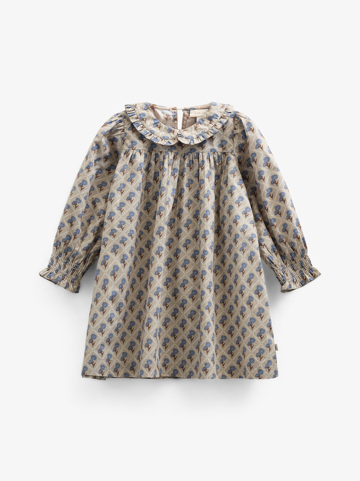 Bedrucktes Kleid aus Baumwollpopeline - Kids - Caffe Latte w. Blue | 100803 Amine