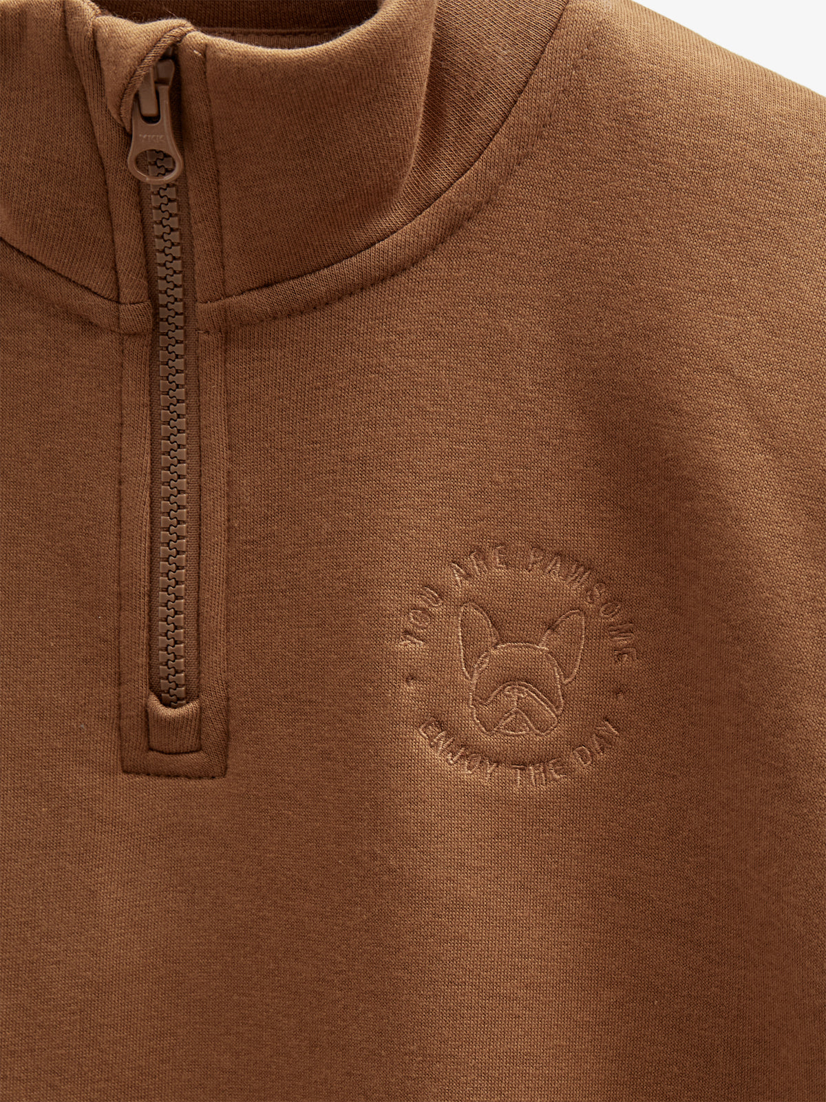 Sweatshirt mit halbem Reißverschluss - Tween - Coffee | 100809 Tristan
