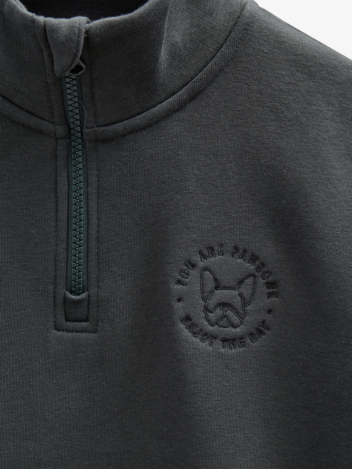 Sweatshirt mit halbem Reißverschluss - Tween - Forest Green | 100811 Tristan