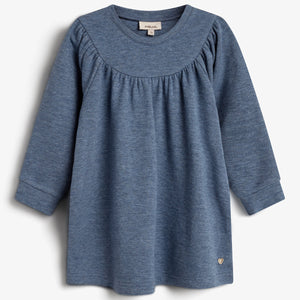 Plüsch-Jersey-Kleid - Little - Blue Melange