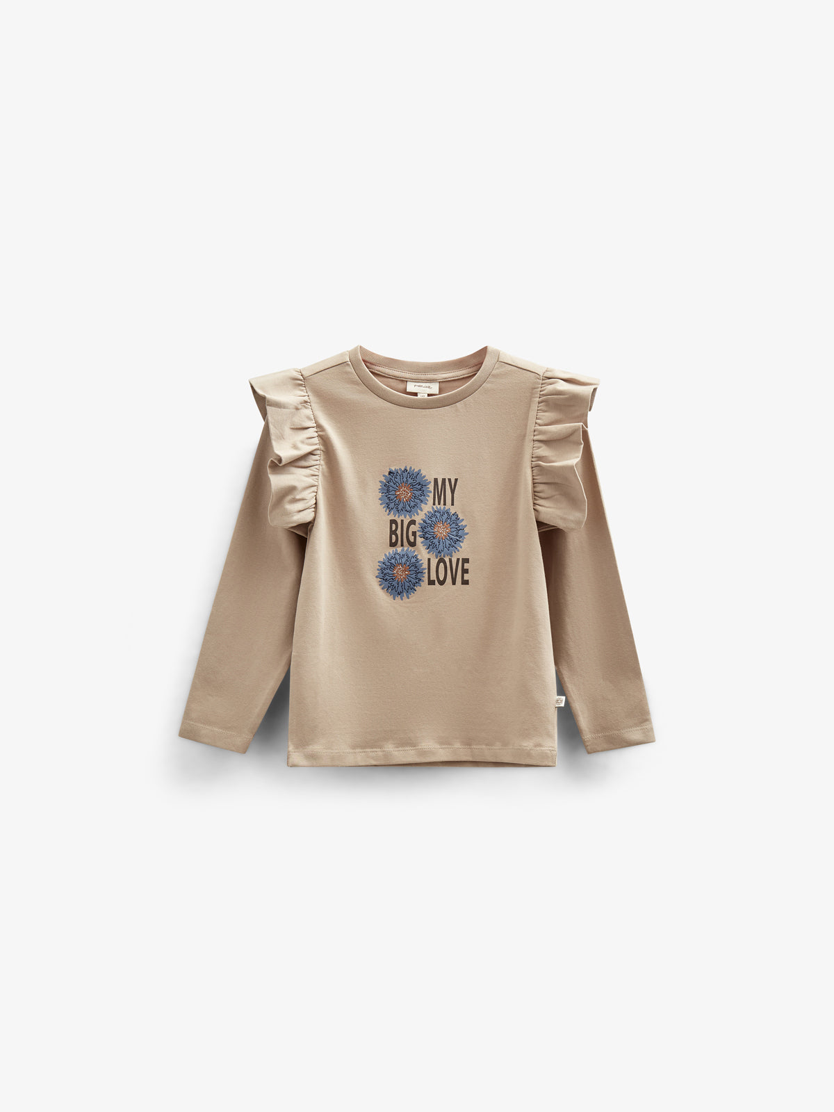 Jersey-Bluse mit Rüschenärmeln und Frontprint - Tween - Caffe Latte | 100843 Demi