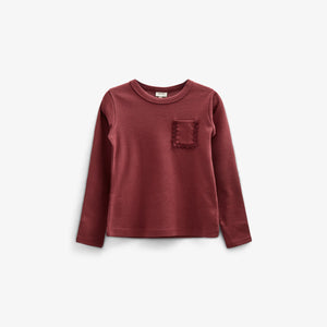 Langarm-T-Shirt mit Brusttasche - Kids - Burgundy | 100868 Sienna