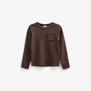 Langarm-T-Shirt mit Brusttasche - Kids - Chocolate | 100870 Sienna