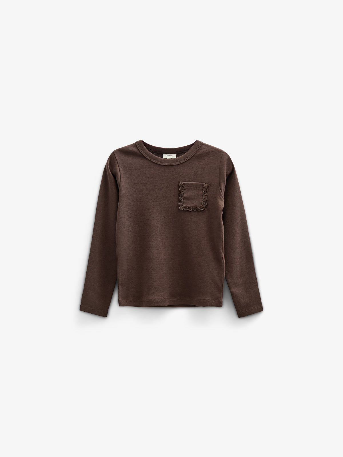 Langarm-T-Shirt mit Brusttasche - Tween - Chocolate | 100871 Sienna