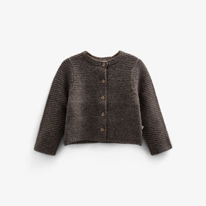 Strickjacke aus Wolle - Kids - Chocolate Melange | 100876 Maya