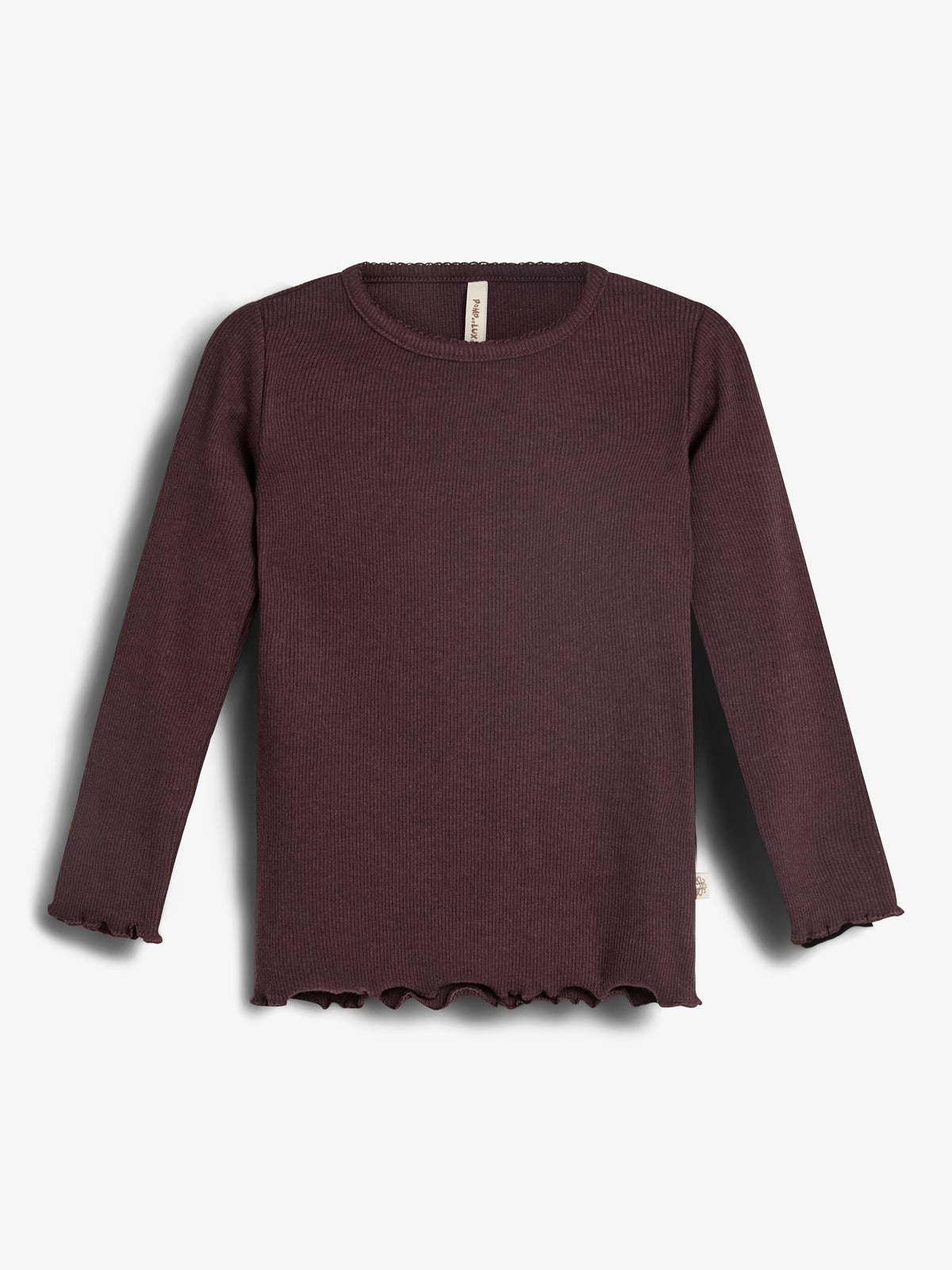 Basic Modal-T-Shirt mit langen Ärmeln und Rippe - Little - Dark Purple