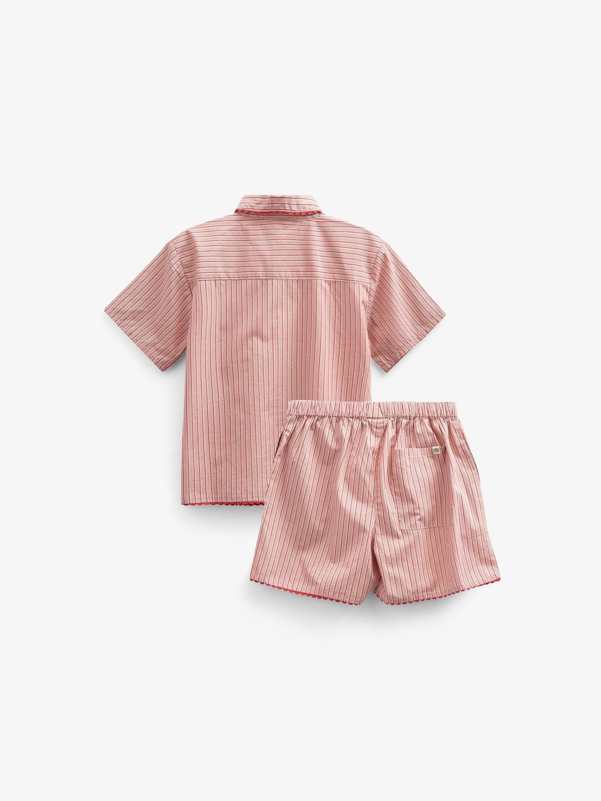 Gestreiftes Poplinhemd und Shorts Set - Kids - Old Rose/Cherry Red | 100946 Olivia