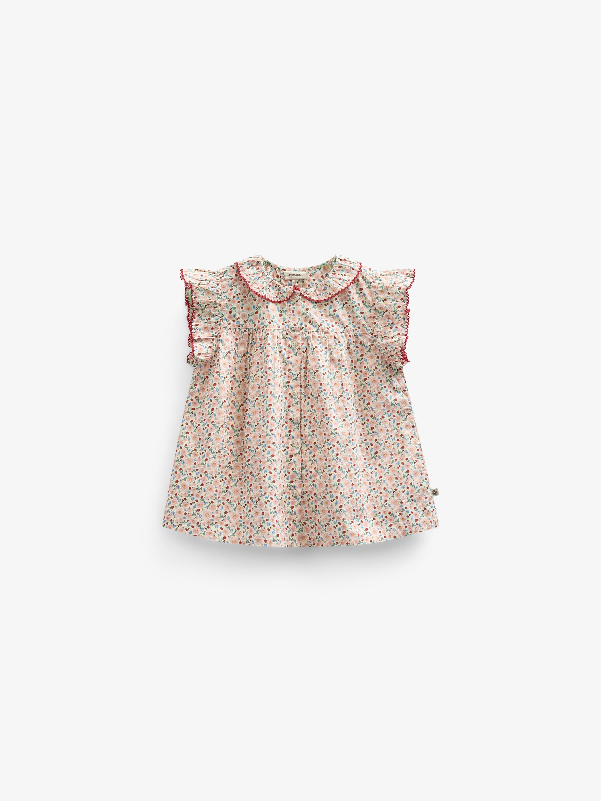 Poplin-Top mit Blumenmuster und Rüsche - Kids - Rose | 100948 Poppy