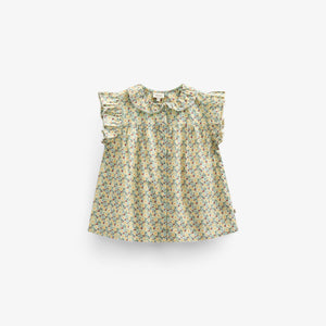 Poplin-Top mit Blumenmuster und Rüsche - Kids - Green | 100950 Poppy