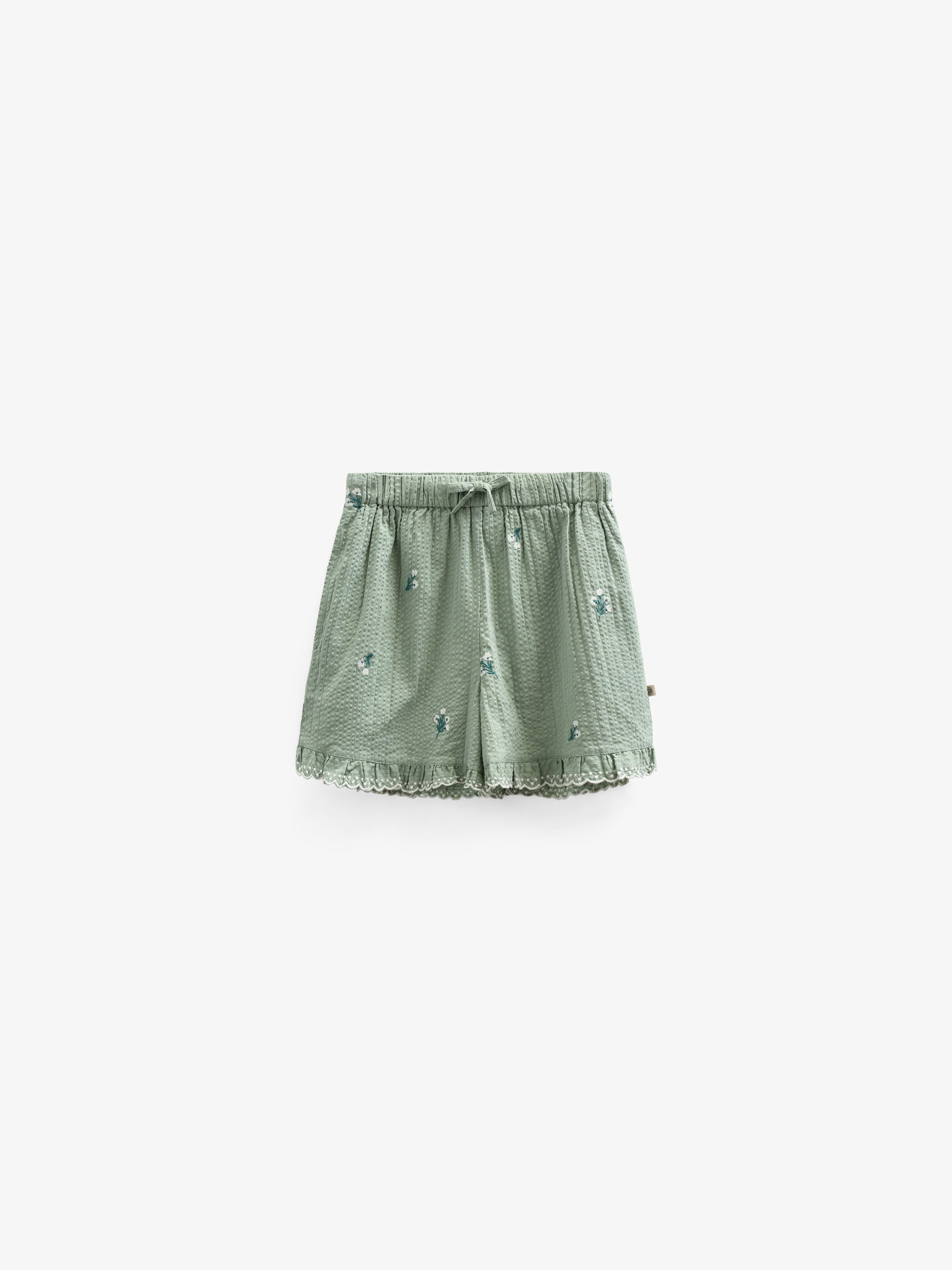 Bestickte Seersucker-Shorts - Tween - Dusty Green | 100985 Nora