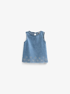 Besticktes Denim-Top - Tween - Light Blue Denim | 101021 Vera