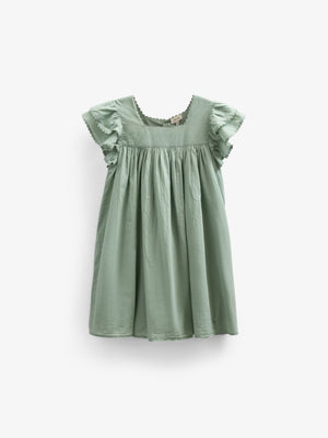 Baumwollkleid mit Zick Zack Rüsche - Tween - Dusty Green | 101066 Alma