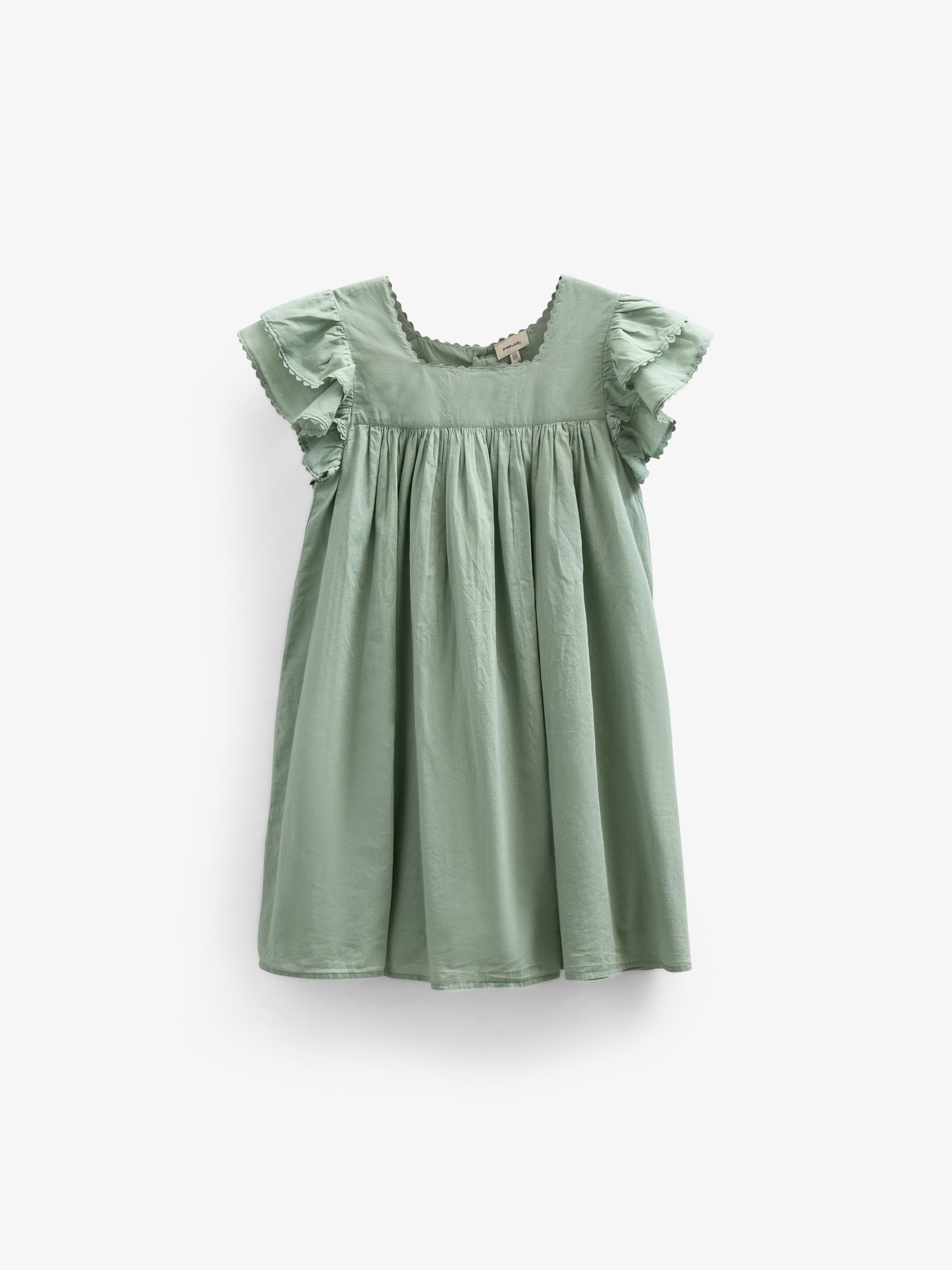 Baumwollkleid mit Zick Zack Rüsche - Tween - Dusty Green | 101066 Alma