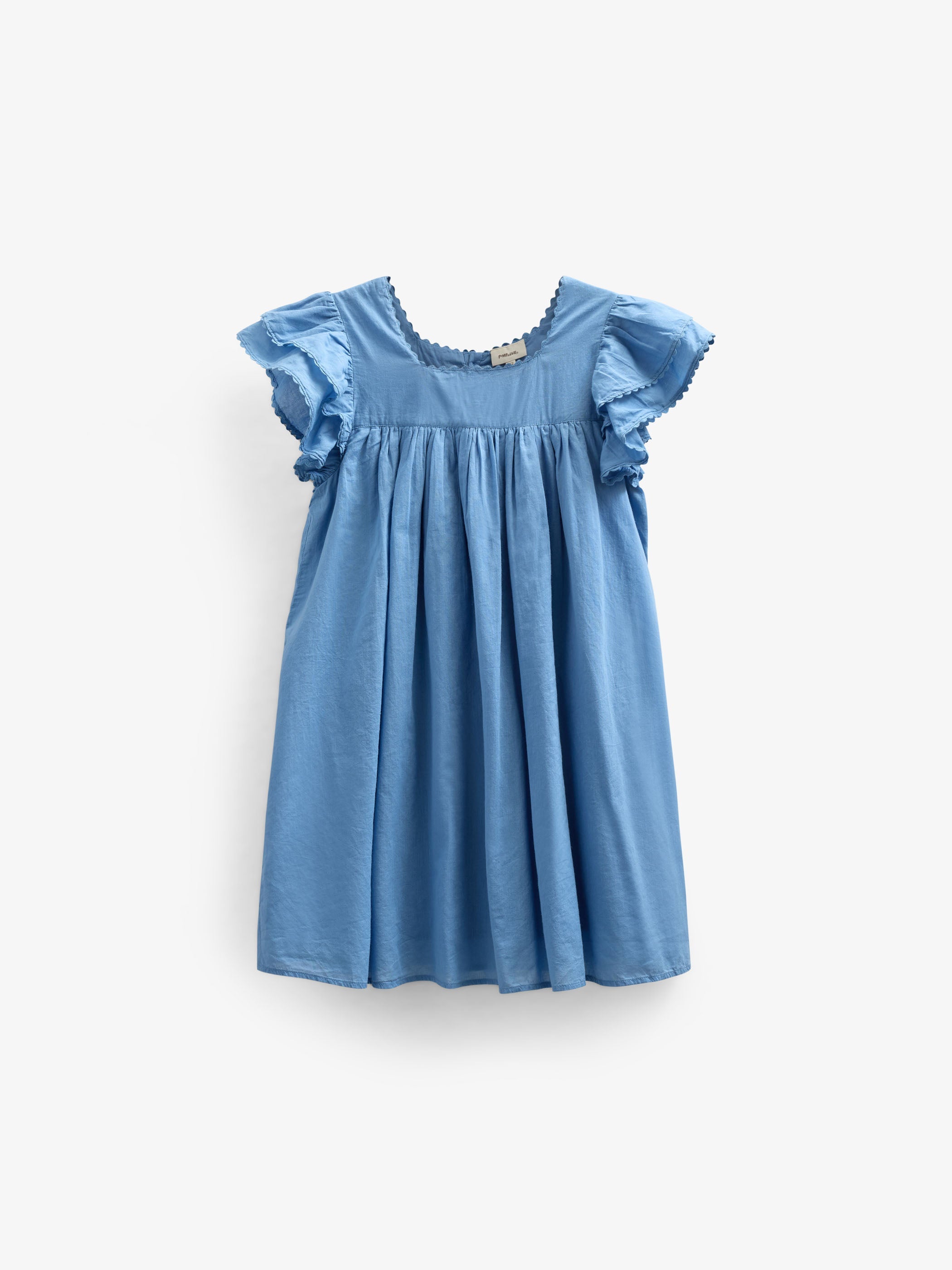 Baumwollkleid mit Zick Zack Rüsche - Tween - Dusty Blue | 101067 Alma
