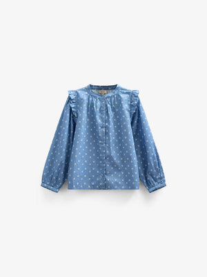 Bedruckte Popeline-Hemdbluse - Kids - Dusty Blue | 101056 Camilla