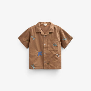 Besticktes Kurzarm-Baumwollhemd - Kids - Coconut | 101062 Erik