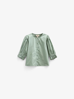 Popelinebluse mit Muschelkante - Tween - Dusty Green | 101078 Joy