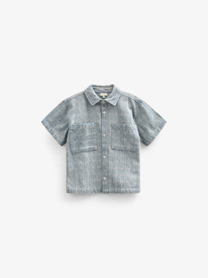 Jacquard Denim Kurzarmhemdjacke - Tween - Blue Denim | 101093 Kyle