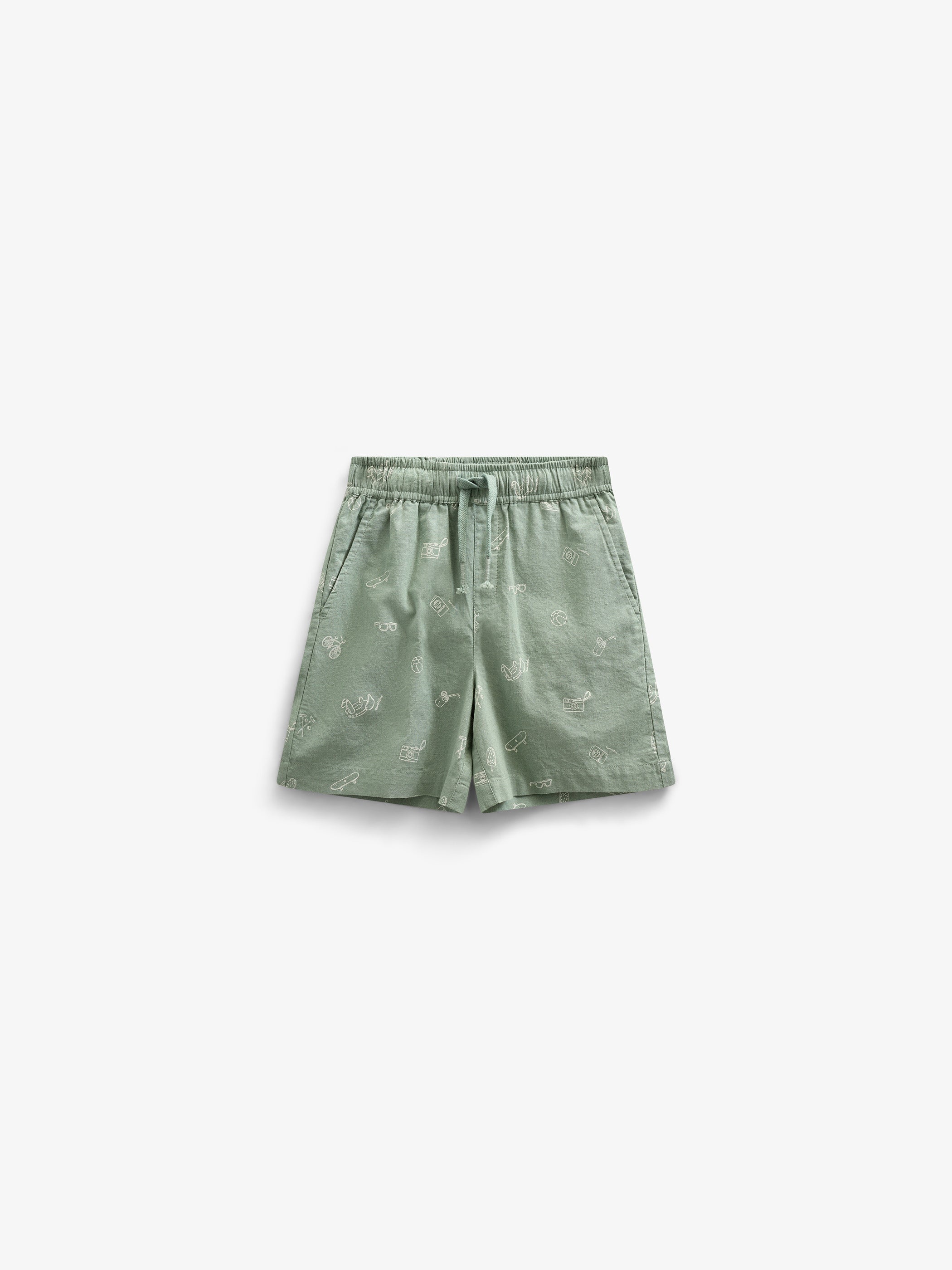 Bedruckte Leinenmix-Shorts - Kids - Dusty Green | 101169 William