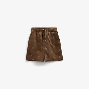 Bedruckte Leinenmix Shorts - Tween - Dark Brown | 101172 William