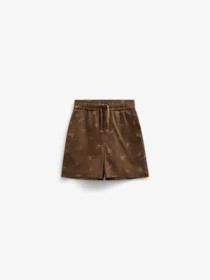 Bedruckte Leinenmix Shorts - Tween - Dark Brown | 101172 William