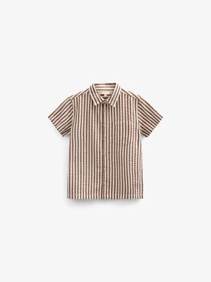 Gestreiftes Seersucker-Hemd - Kids - Brown | 101185 Frank