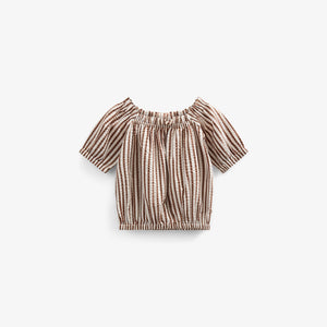 Gestreifte Seersucker-Top - Kids - Brown | 101191 Nadia