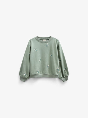 Besticktes Crewneck Sweatshirt - Tween - Dusty Green | 101212 Kimber