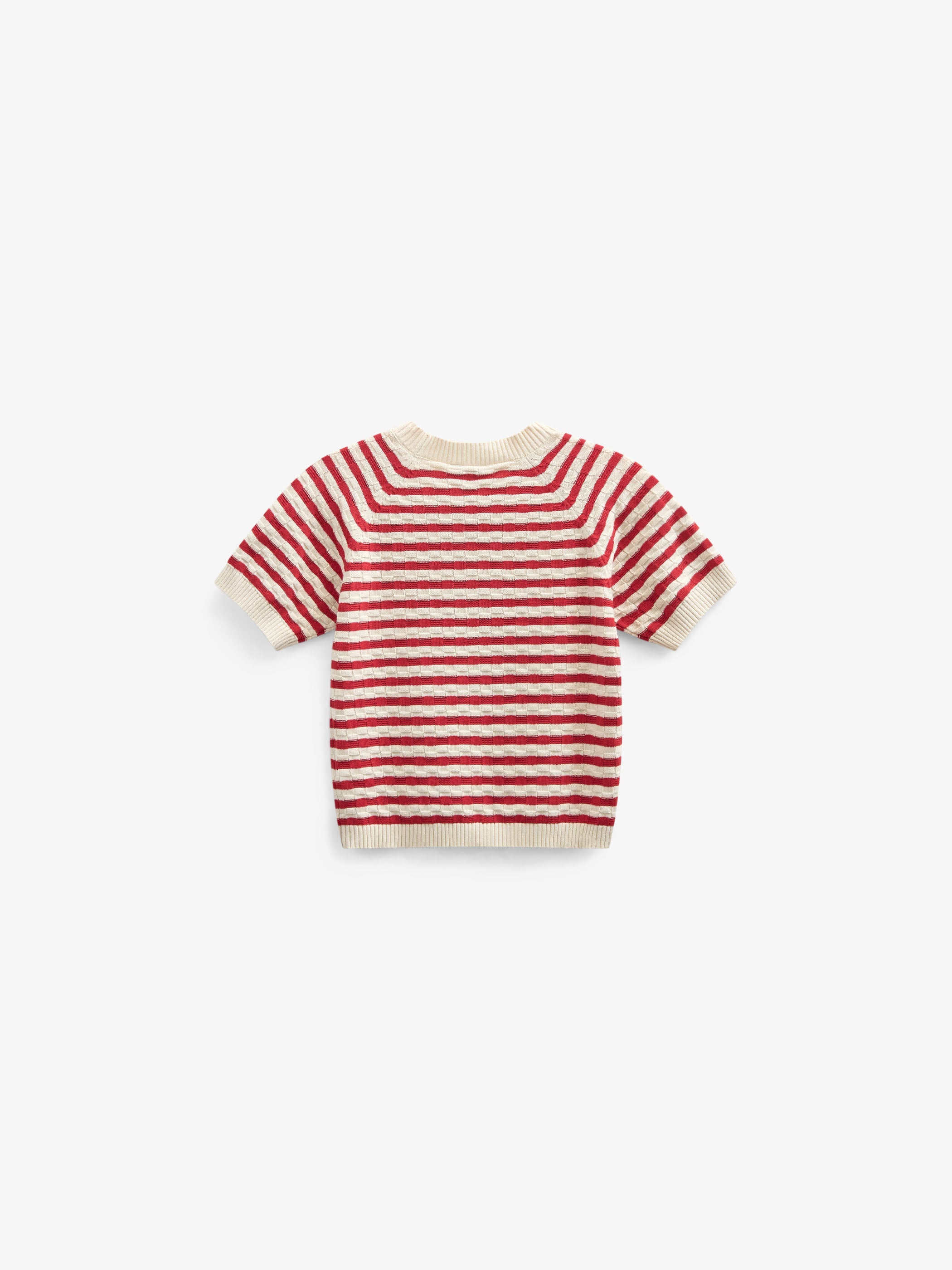 Gestreifter Kurzarm-Baumwollstrick - Kids - Cherry Red Stripe | 101239 Martha